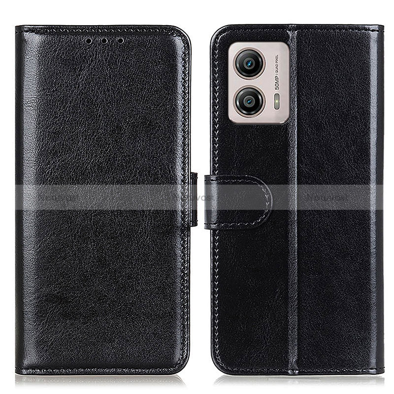 Leather Case Stands Flip Cover Holder M07L for Motorola Moto G53j 5G Black