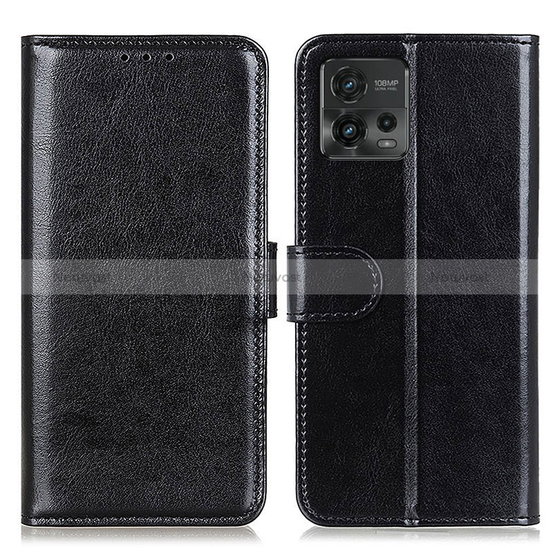 Leather Case Stands Flip Cover Holder M07L for Motorola Moto G72 Black