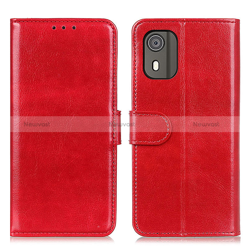 Leather Case Stands Flip Cover Holder M07L for Nokia C02 Red