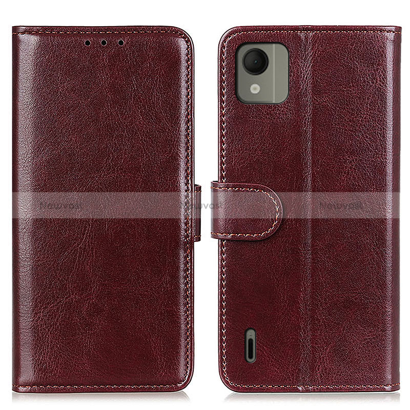 Leather Case Stands Flip Cover Holder M07L for Nokia C110 Brown