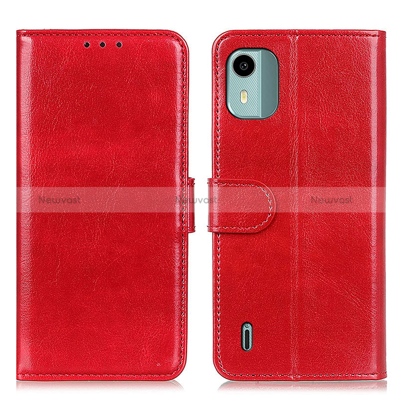 Leather Case Stands Flip Cover Holder M07L for Nokia C12 Red