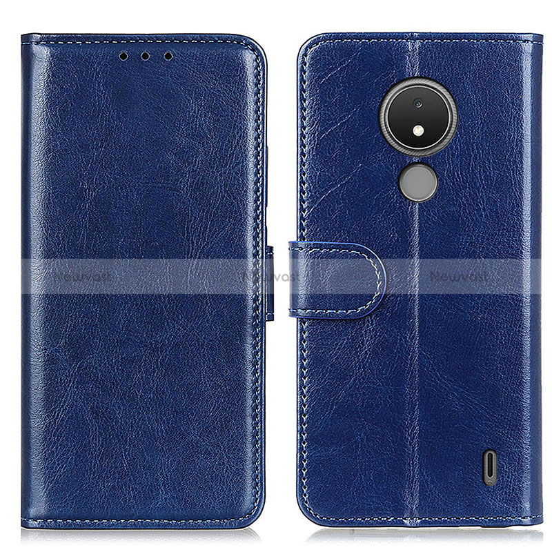 Leather Case Stands Flip Cover Holder M07L for Nokia C21 Blue