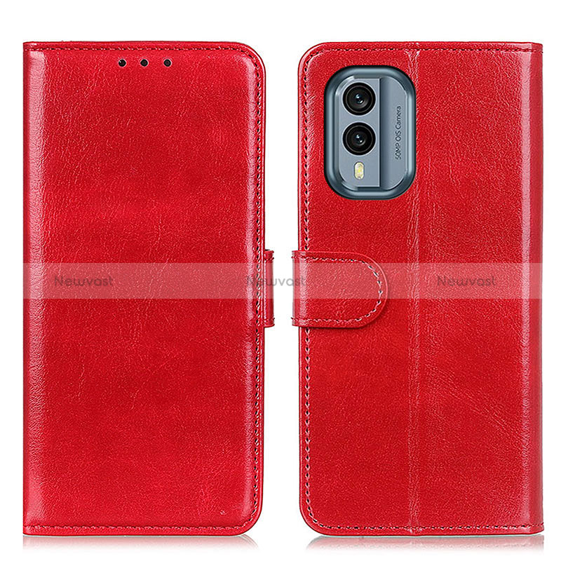 Leather Case Stands Flip Cover Holder M07L for Nokia X30 5G Red