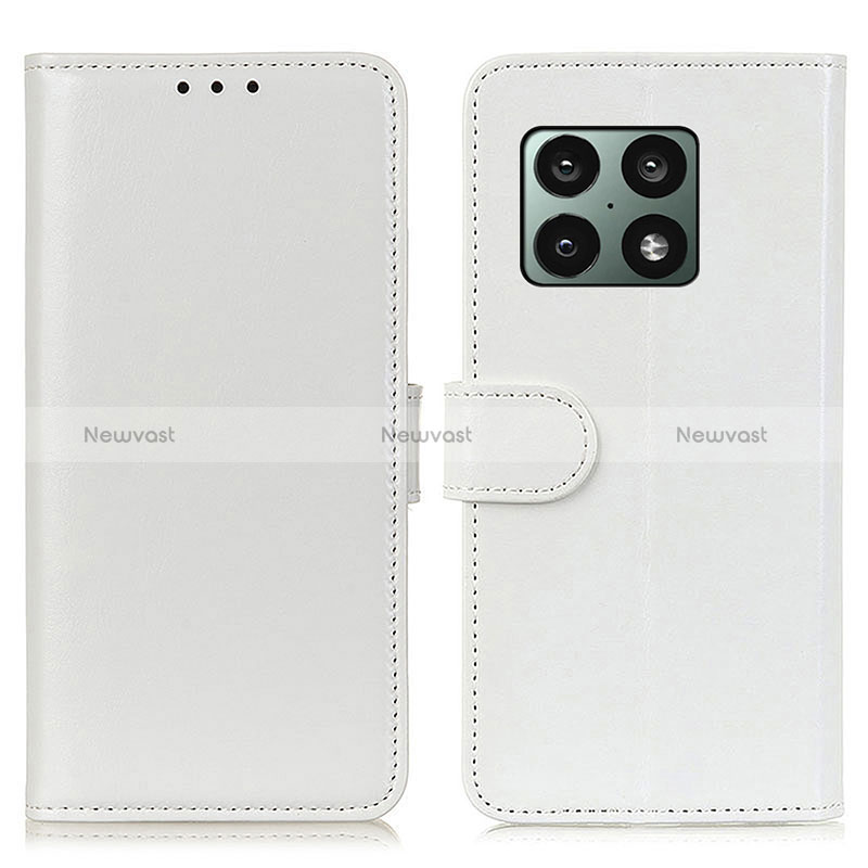 Leather Case Stands Flip Cover Holder M07L for OnePlus 10 Pro 5G White