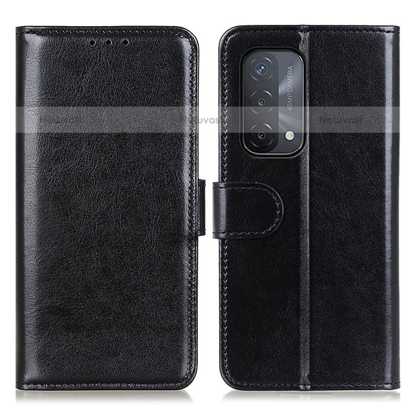 Leather Case Stands Flip Cover Holder M07L for OnePlus Nord N200 5G Black