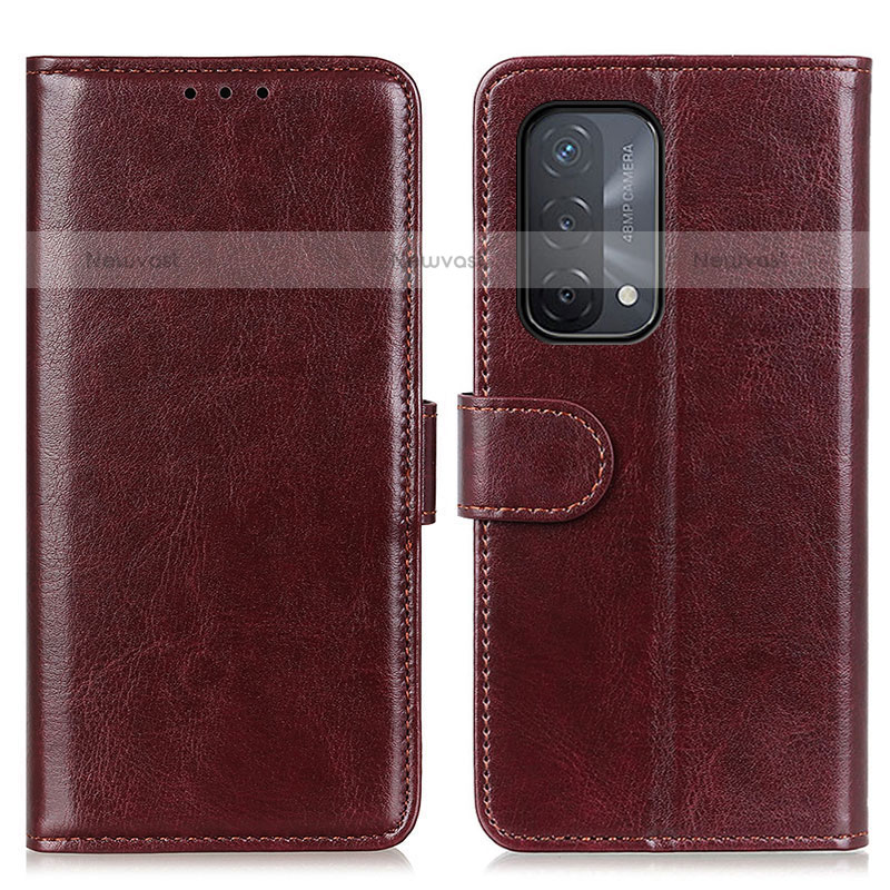 Leather Case Stands Flip Cover Holder M07L for OnePlus Nord N200 5G Brown