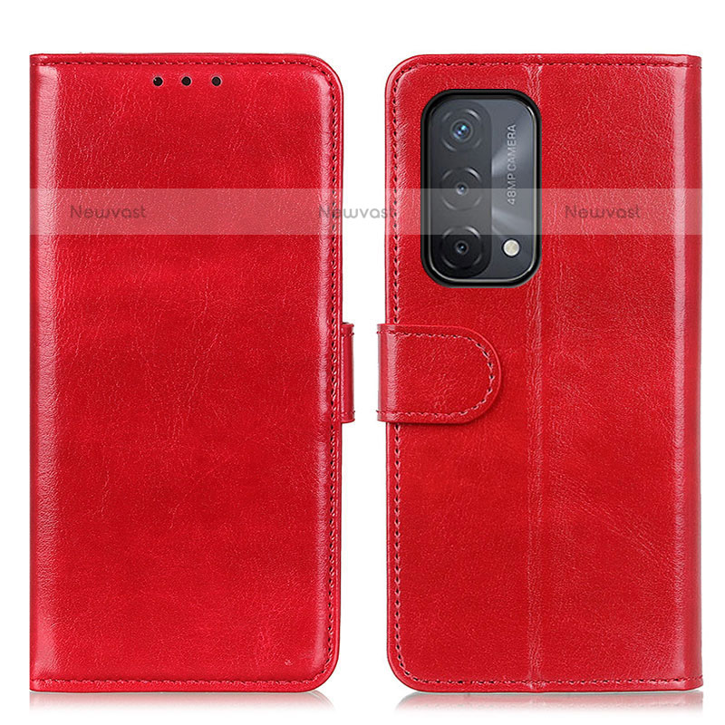 Leather Case Stands Flip Cover Holder M07L for OnePlus Nord N200 5G Red