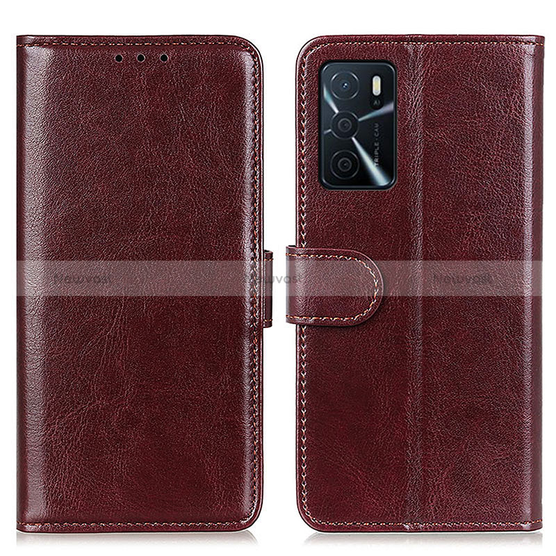 Leather Case Stands Flip Cover Holder M07L for Oppo A16s Brown