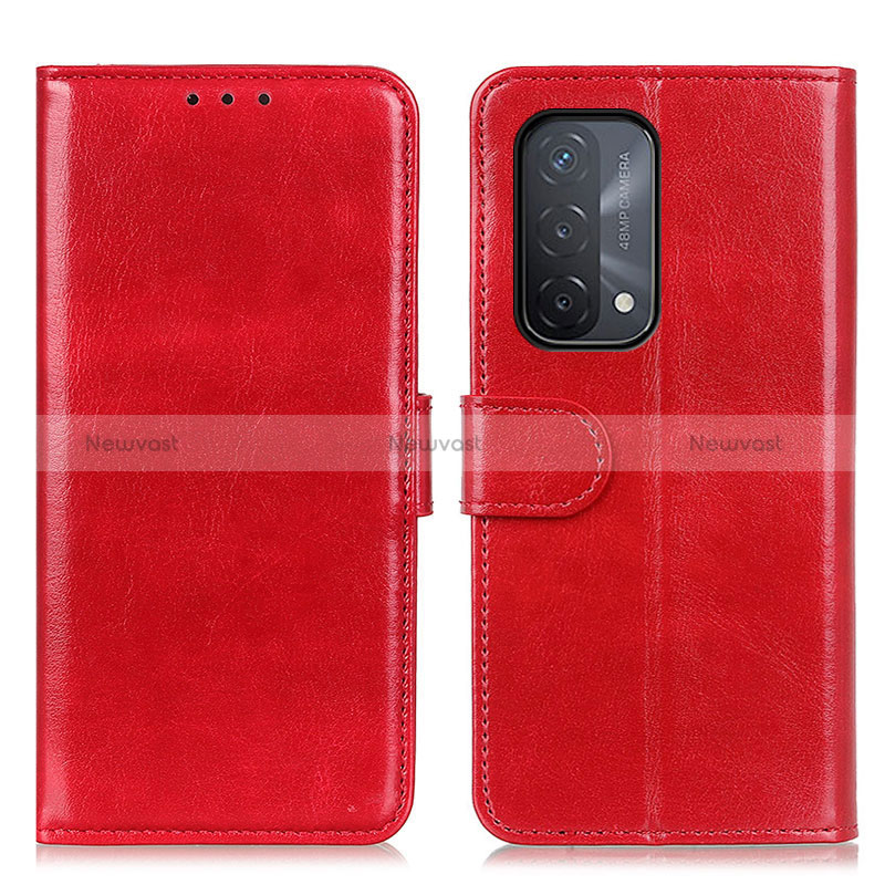 Leather Case Stands Flip Cover Holder M07L for Oppo A54 5G Red