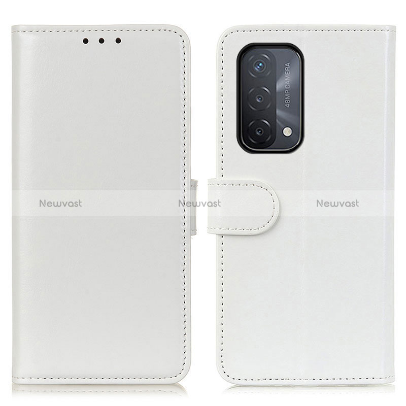 Leather Case Stands Flip Cover Holder M07L for Oppo A54 5G White
