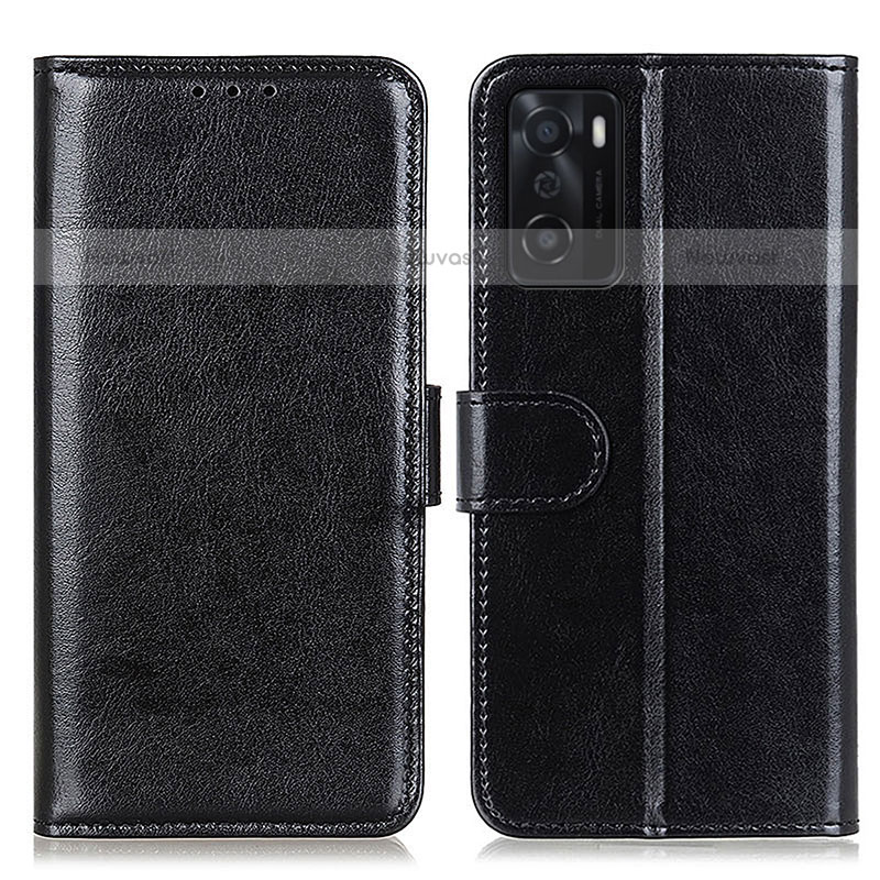 Leather Case Stands Flip Cover Holder M07L for Oppo A55S 5G Black