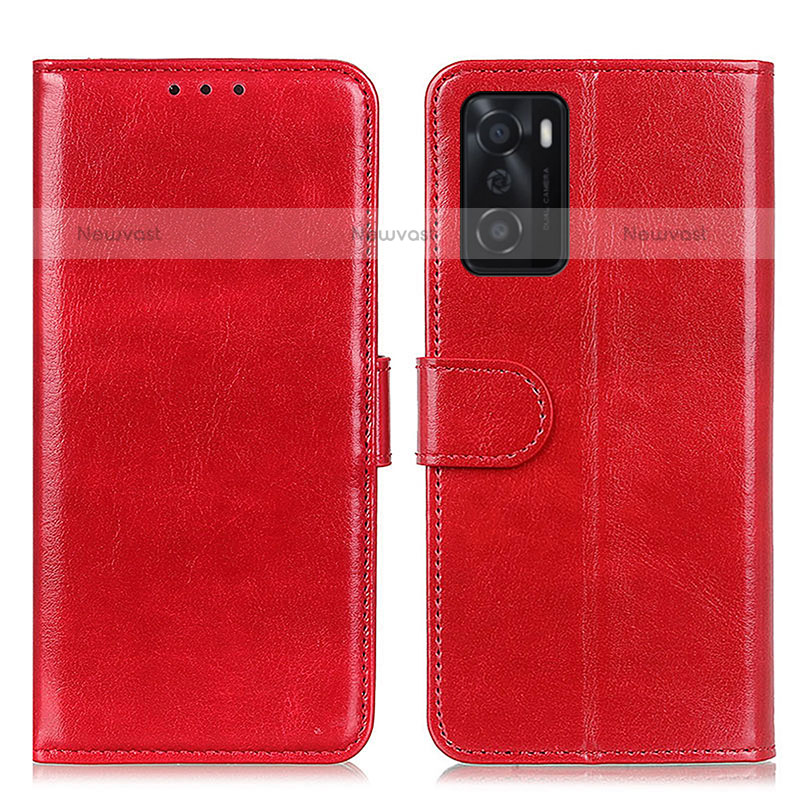 Leather Case Stands Flip Cover Holder M07L for Oppo A55S 5G Red