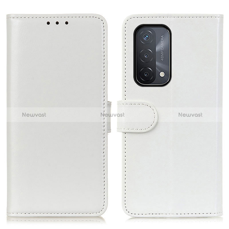 Leather Case Stands Flip Cover Holder M07L for Oppo A74 5G White