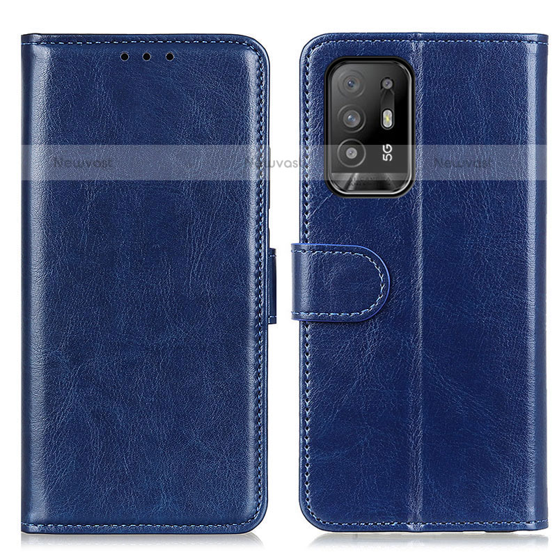 Leather Case Stands Flip Cover Holder M07L for Oppo A94 5G Blue