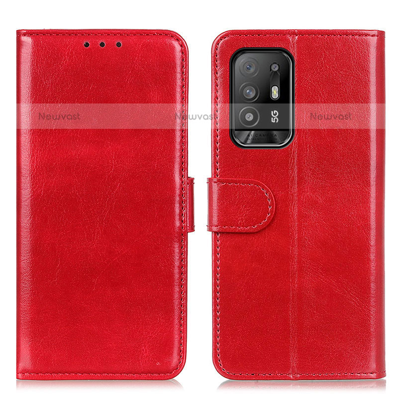 Leather Case Stands Flip Cover Holder M07L for Oppo F19 Pro+ Plus 5G Red