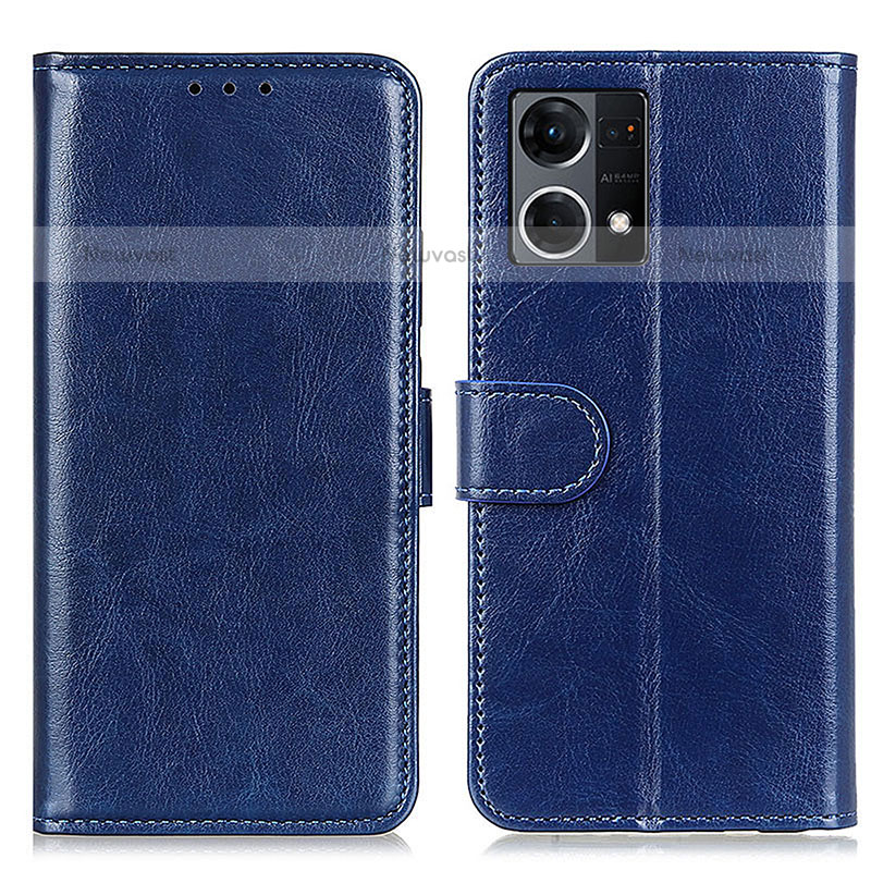 Leather Case Stands Flip Cover Holder M07L for Oppo F21 Pro 4G Blue