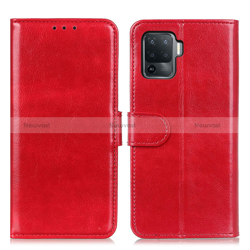 Leather Case Stands Flip Cover Holder M07L for Oppo Reno5 F Red