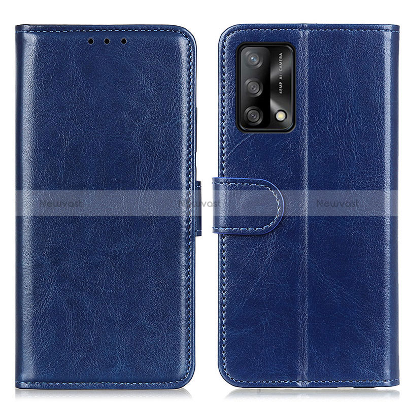 Leather Case Stands Flip Cover Holder M07L for Oppo Reno6 Lite Blue