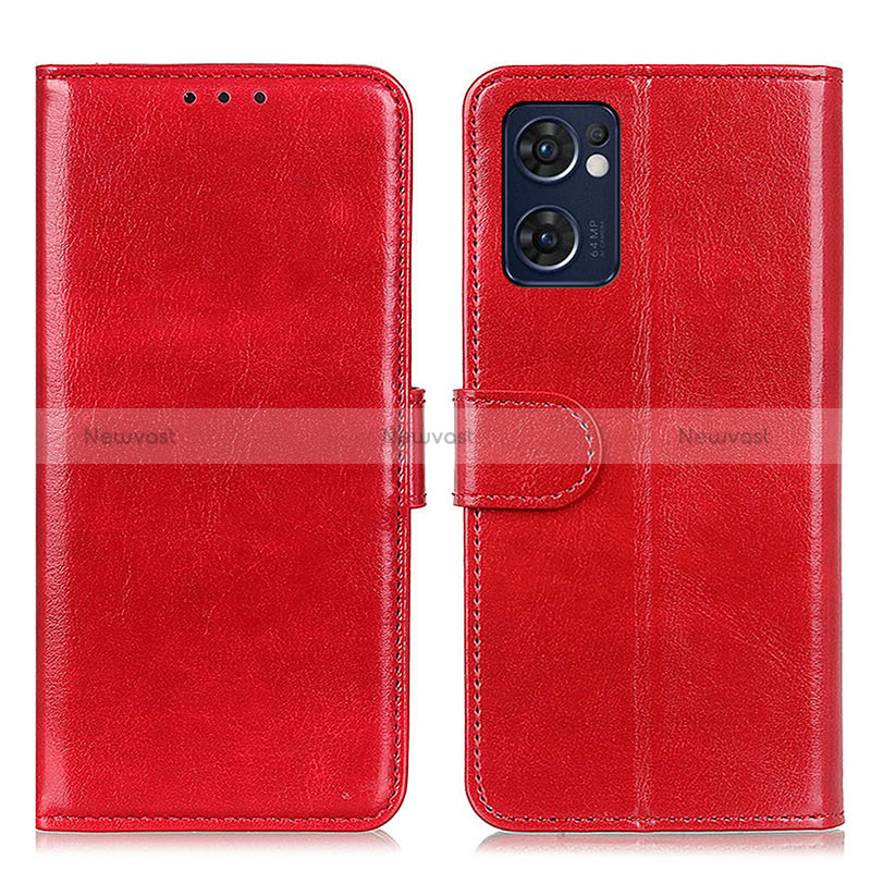 Leather Case Stands Flip Cover Holder M07L for Oppo Reno7 5G Red