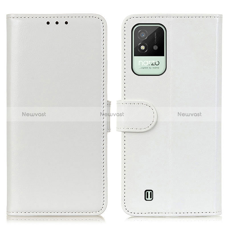 Leather Case Stands Flip Cover Holder M07L for Realme C20A White