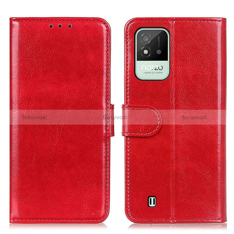 Leather Case Stands Flip Cover Holder M07L for Realme Narzo 50i Red