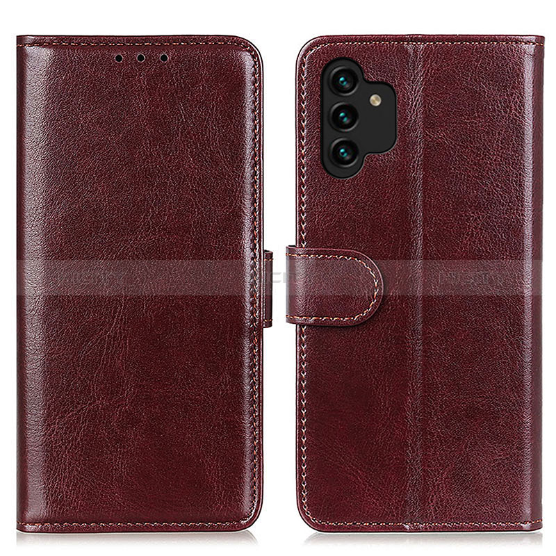 Leather Case Stands Flip Cover Holder M07L for Samsung Galaxy A04s Brown