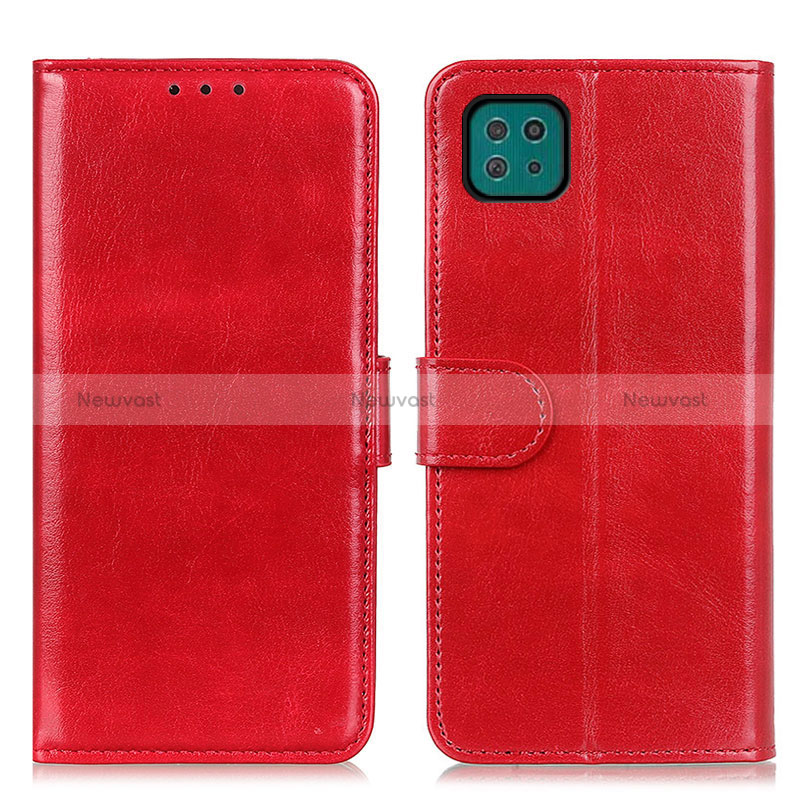 Leather Case Stands Flip Cover Holder M07L for Samsung Galaxy A22 5G Red