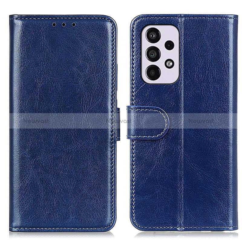 Leather Case Stands Flip Cover Holder M07L for Samsung Galaxy A33 5G Blue