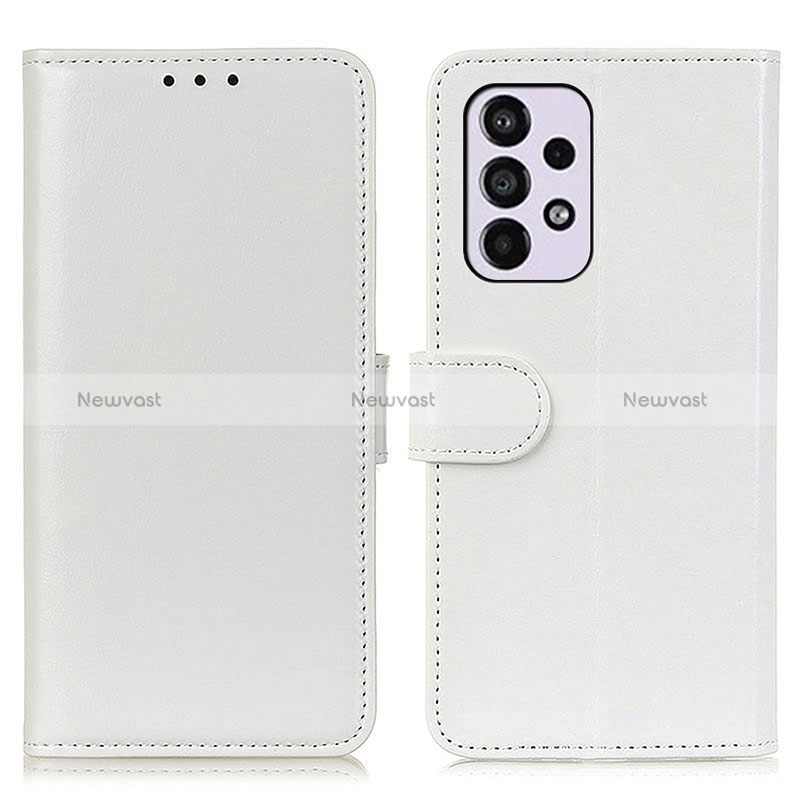 Leather Case Stands Flip Cover Holder M07L for Samsung Galaxy A33 5G White