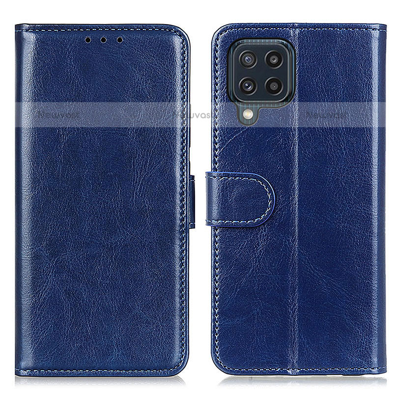 Leather Case Stands Flip Cover Holder M07L for Samsung Galaxy M32 4G Blue