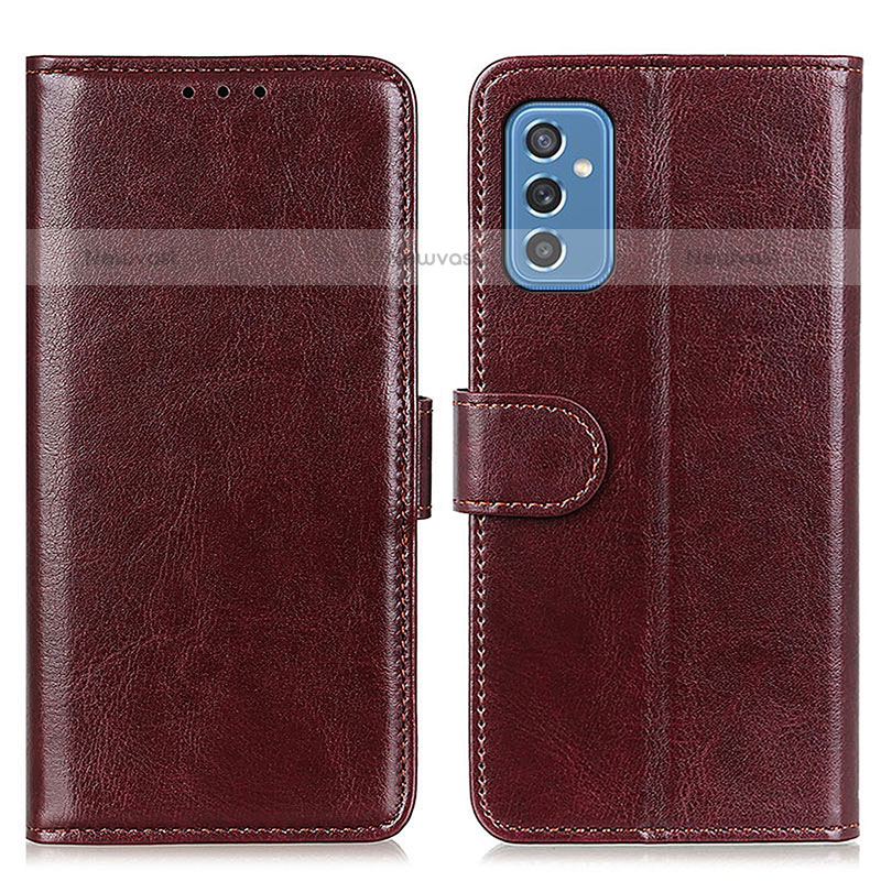 Leather Case Stands Flip Cover Holder M07L for Samsung Galaxy M52 5G Brown