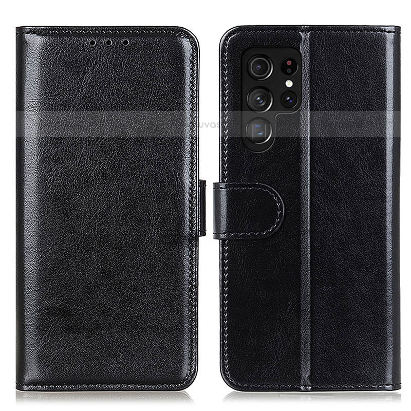 Leather Case Stands Flip Cover Holder M07L for Samsung Galaxy S21 Ultra 5G Black