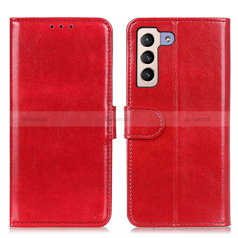 Leather Case Stands Flip Cover Holder M07L for Samsung Galaxy S22 Plus 5G Red