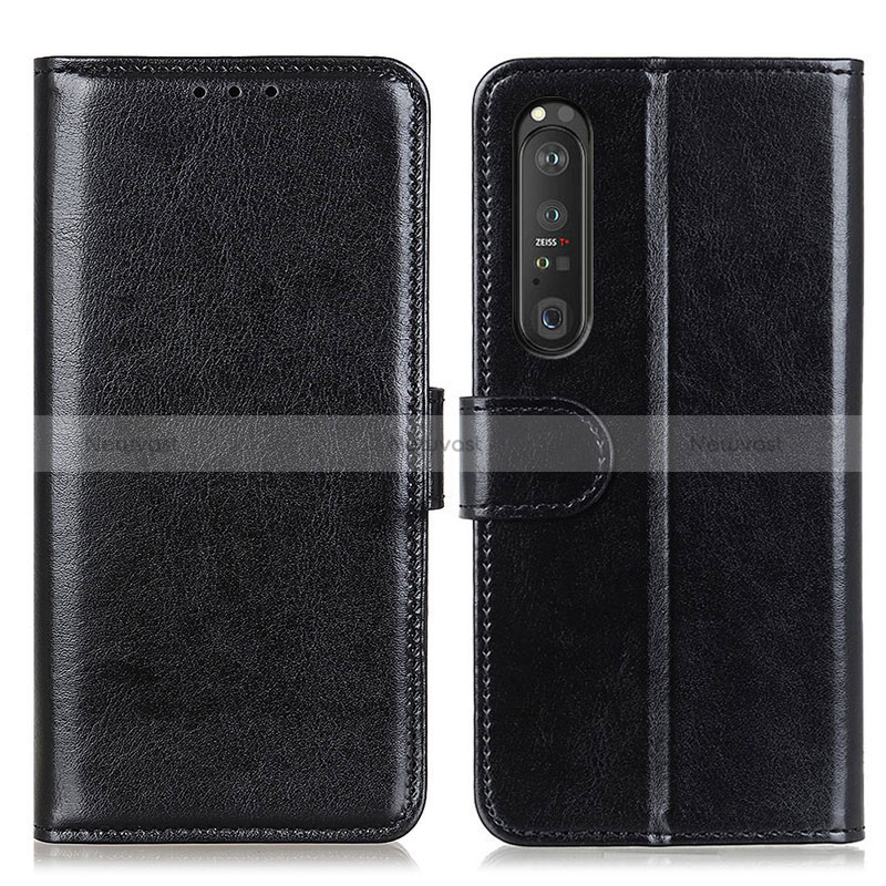 Leather Case Stands Flip Cover Holder M07L for Sony Xperia 1 III Black