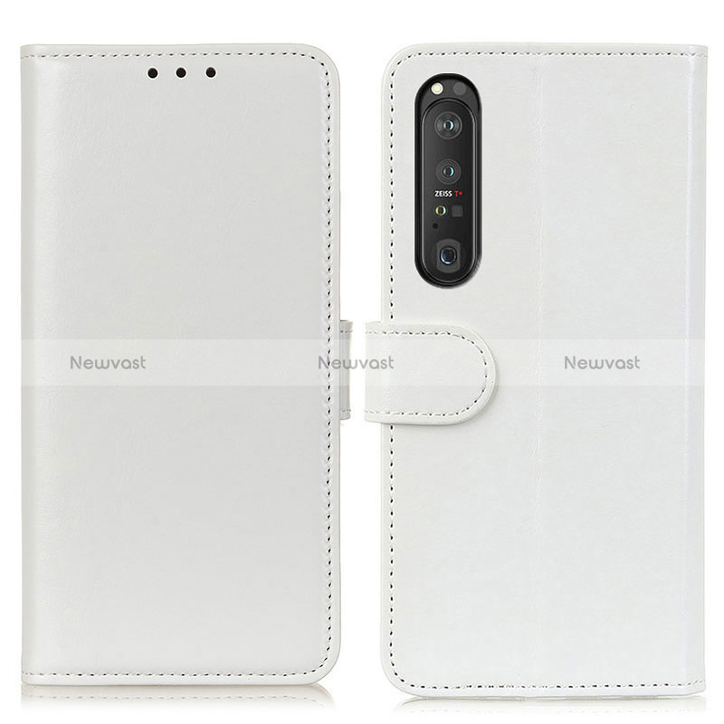 Leather Case Stands Flip Cover Holder M07L for Sony Xperia 1 III White