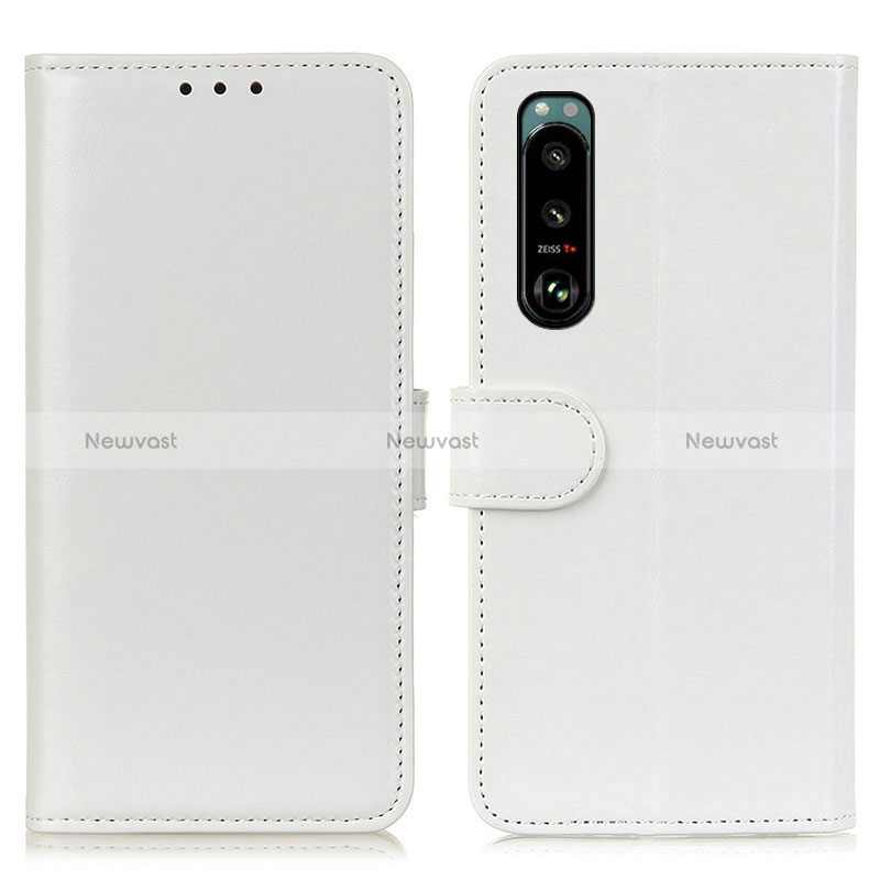 Leather Case Stands Flip Cover Holder M07L for Sony Xperia 5 III SO-53B White