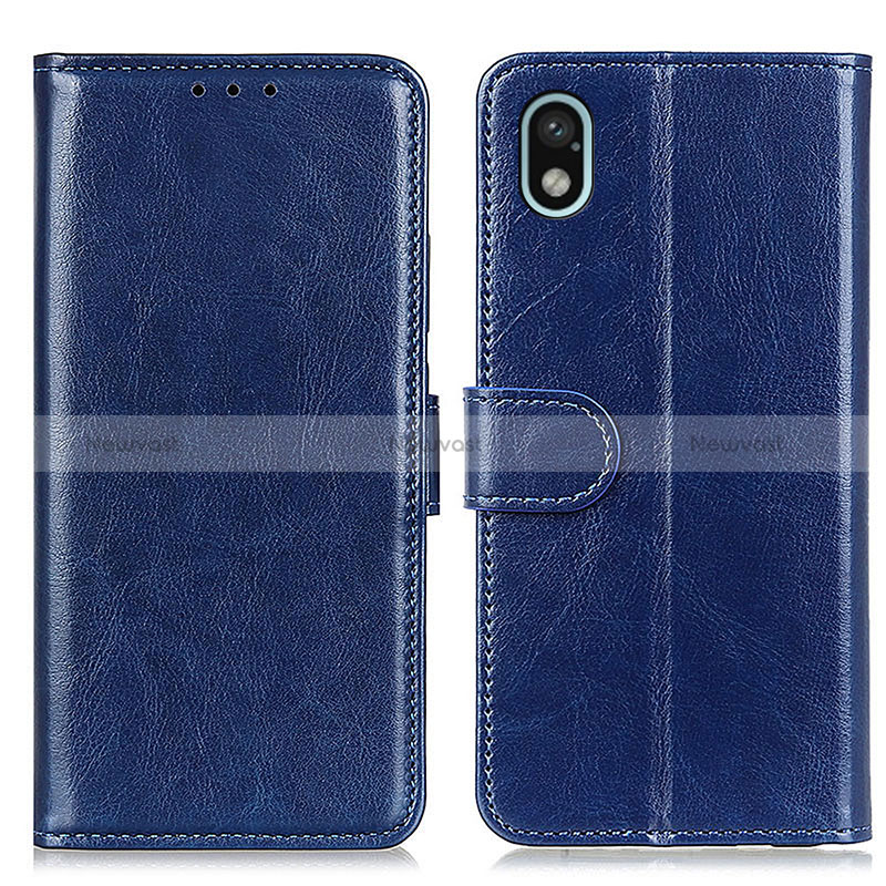 Leather Case Stands Flip Cover Holder M07L for Sony Xperia Ace III SOG08 Blue