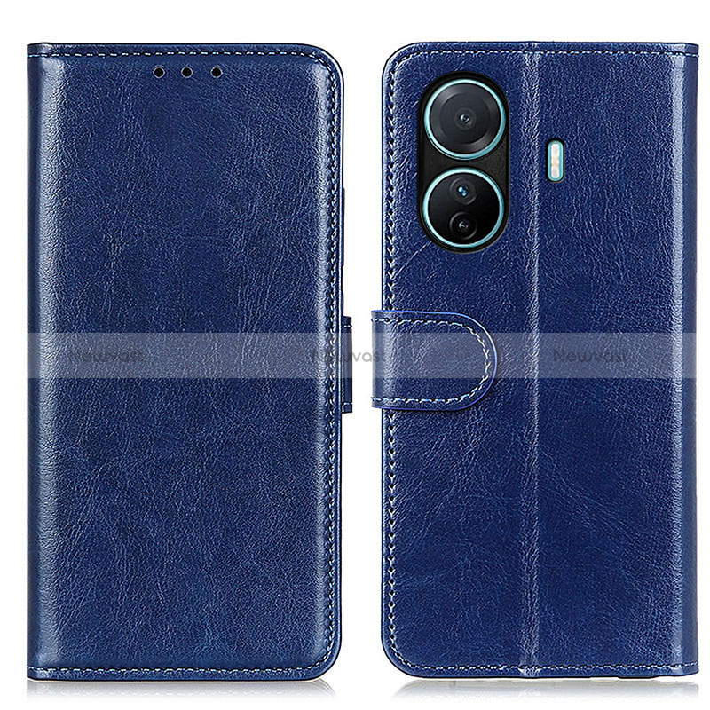 Leather Case Stands Flip Cover Holder M07L for Vivo iQOO Z6 Pro 5G Blue