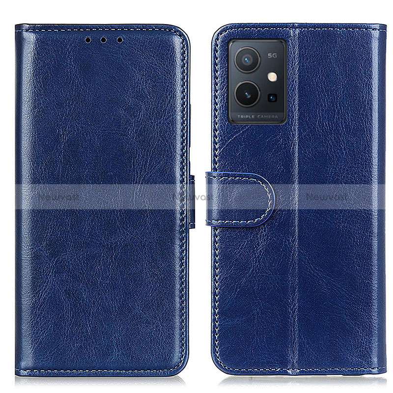 Leather Case Stands Flip Cover Holder M07L for Vivo Y55s 5G Blue