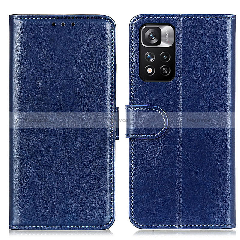 Leather Case Stands Flip Cover Holder M07L for Xiaomi Mi 11i 5G (2022) Blue