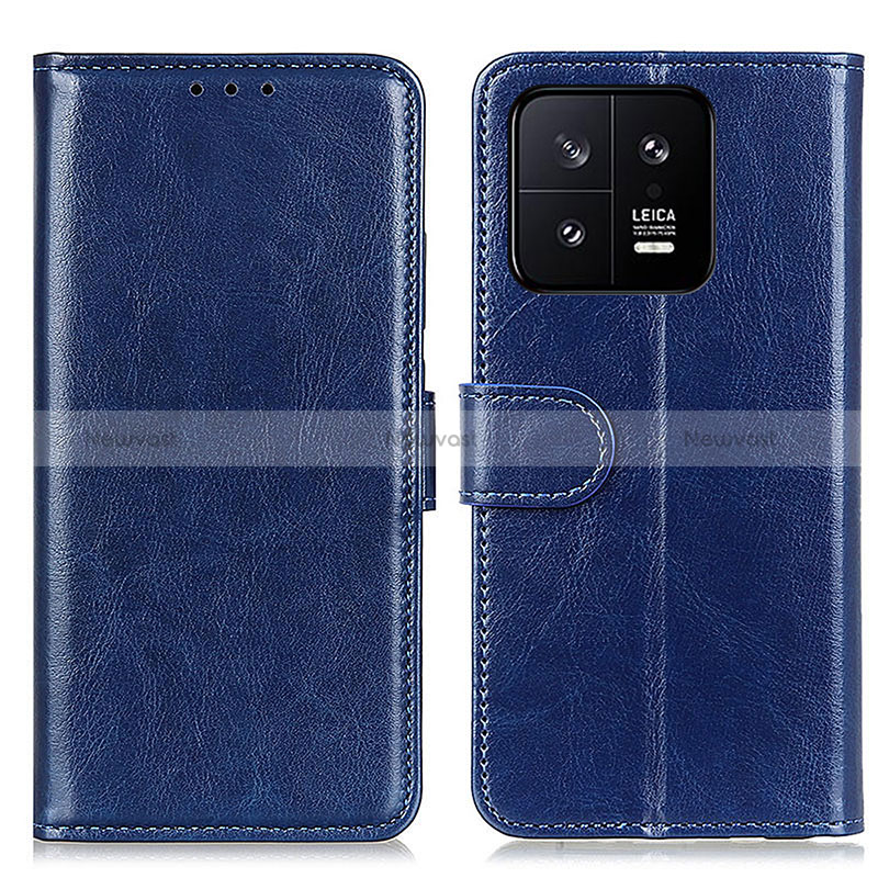 Leather Case Stands Flip Cover Holder M07L for Xiaomi Mi 13 5G Blue