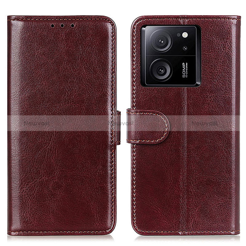 Leather Case Stands Flip Cover Holder M07L for Xiaomi Mi 13T 5G Brown