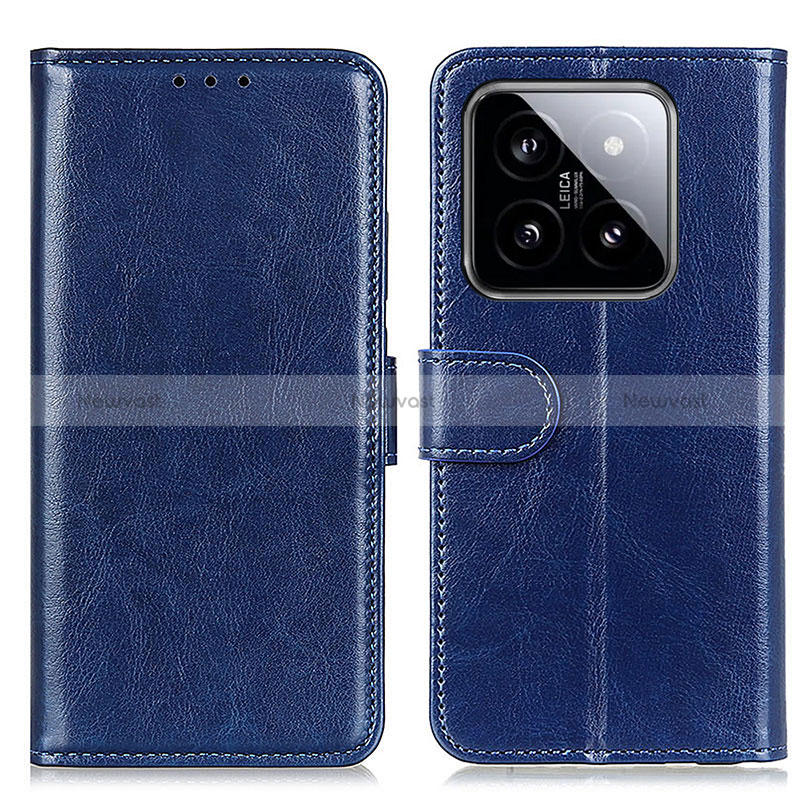 Leather Case Stands Flip Cover Holder M07L for Xiaomi Mi 14 Pro 5G Blue