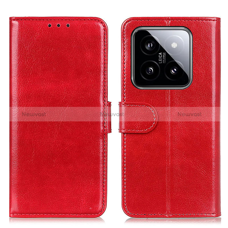 Leather Case Stands Flip Cover Holder M07L for Xiaomi Mi 14 Pro 5G Red