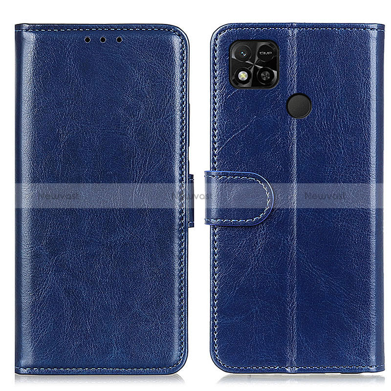 Leather Case Stands Flip Cover Holder M07L for Xiaomi POCO C3 Blue