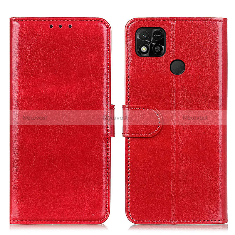 Leather Case Stands Flip Cover Holder M07L for Xiaomi POCO C3 Red