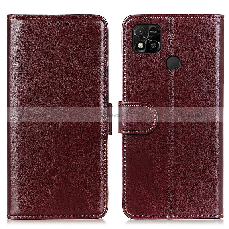 Leather Case Stands Flip Cover Holder M07L for Xiaomi POCO C31 Brown