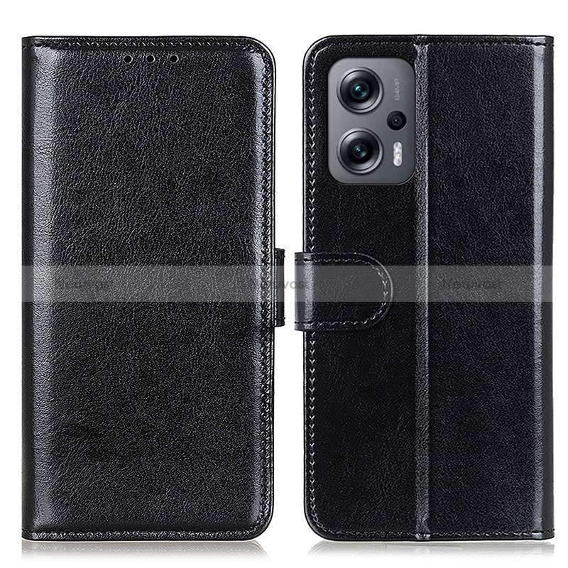 Leather Case Stands Flip Cover Holder M07L for Xiaomi Poco X4 GT 5G Black