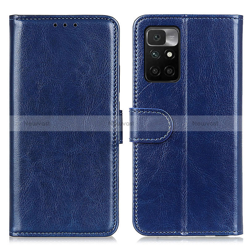 Leather Case Stands Flip Cover Holder M07L for Xiaomi Redmi 10 (2022) Blue