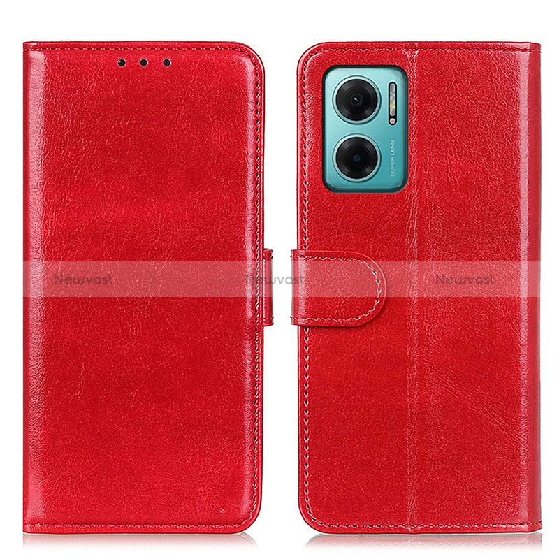 Leather Case Stands Flip Cover Holder M07L for Xiaomi Redmi 10 5G Red